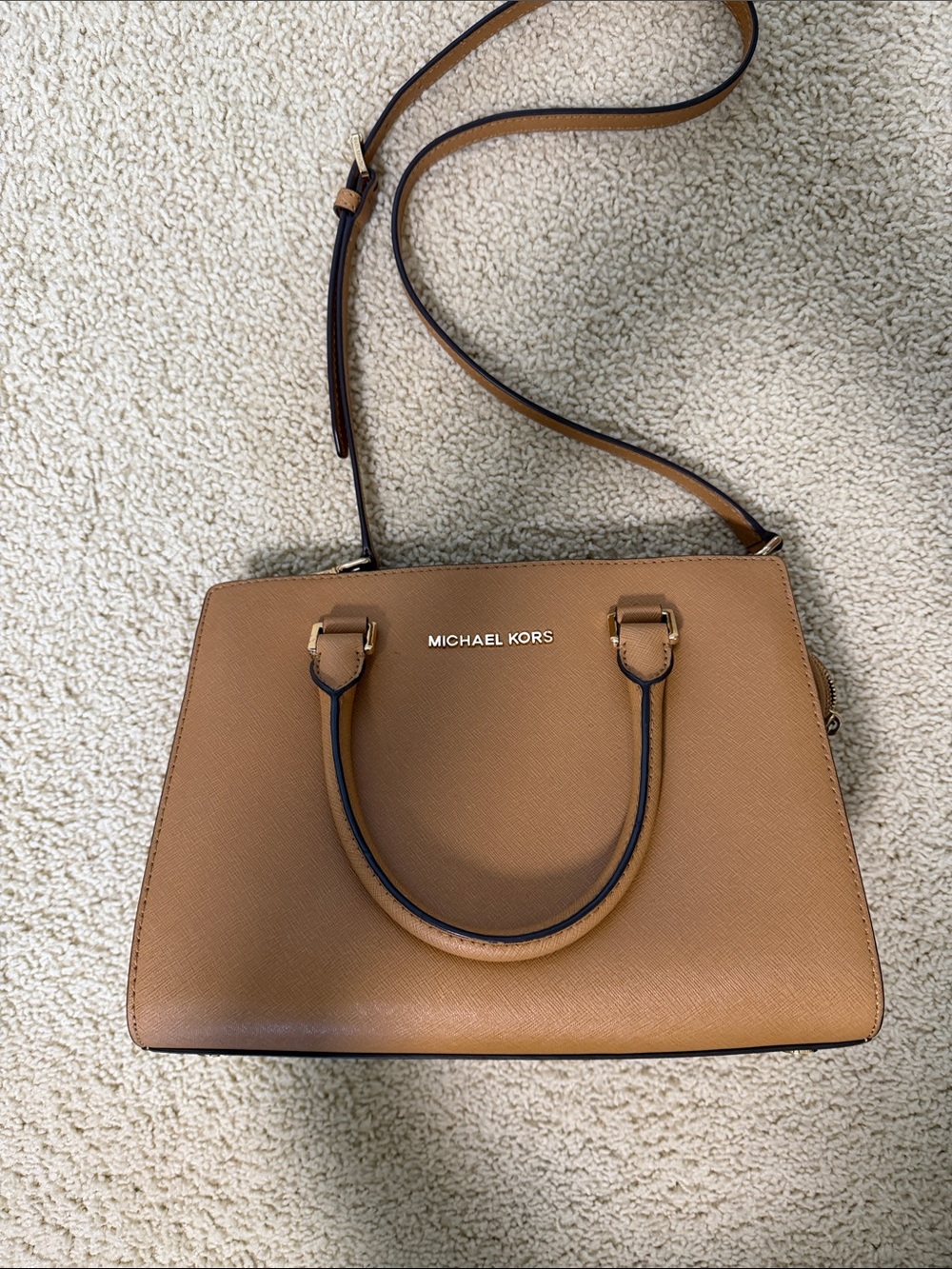 Michael Kors Cognac Saffiano Dome Satchel